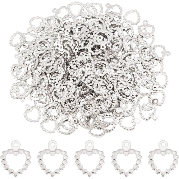 200Pcs Stainless Steel Hollow Frame Charms Pendants Open Back Heart Shape Pendants with a Loop for Crafts Earring Necklace DIY Jewelry Making