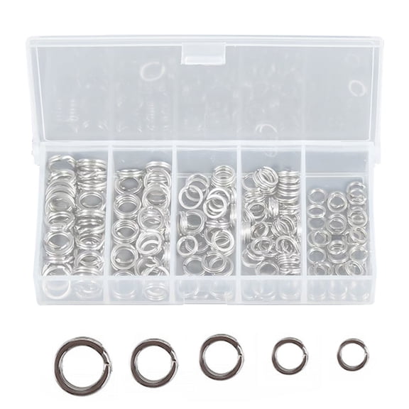200Pcs Stainless Steel Split Rings Fishing Split Rings Kit 70-175LB Jigging Lures Tackle Set