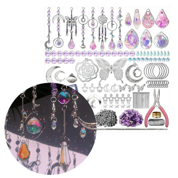200Pcs Sun Catchers Making Set Craft Suncatchers Making Set for Crystal Suncatchers Pendant Set with Hook