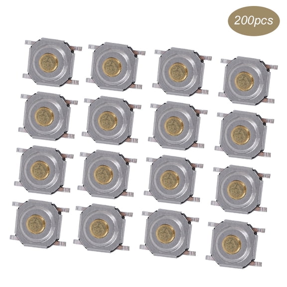 200Pcs Tactile Push Button Switch Brass Waterproof Light Touching Patch SMD 4 x 4 x 1.5