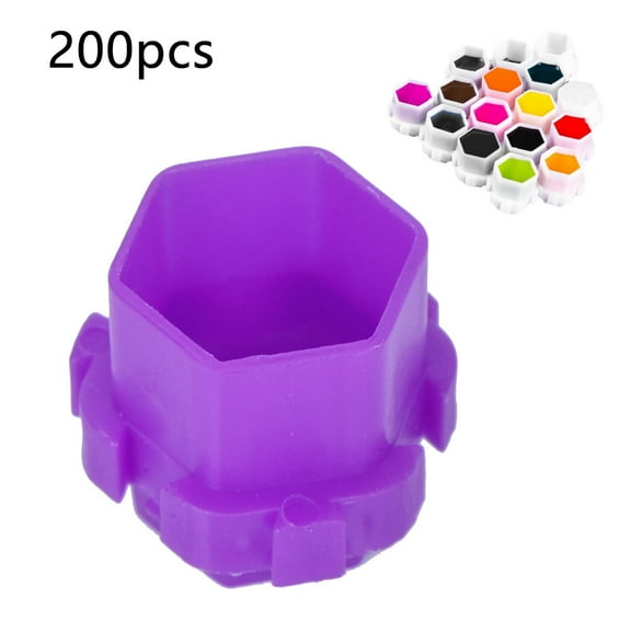 200Pcs Tattoo Ink Cups Honeycomb Shape Pigment Holder Permanent Makeup Supplies Purple