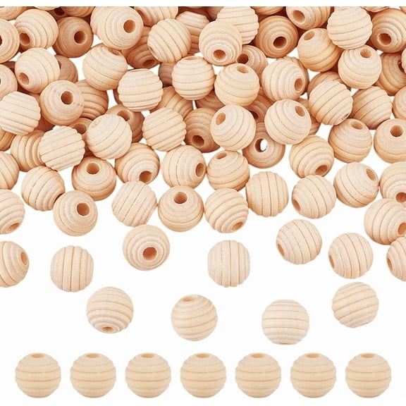200Pcs Threaded Wooden Beads 12mm Beehive Bead Undyed Round Wood Honeycomb Beads Unfinished Threaded Wood Beehive Spacer Bead Round Wooden