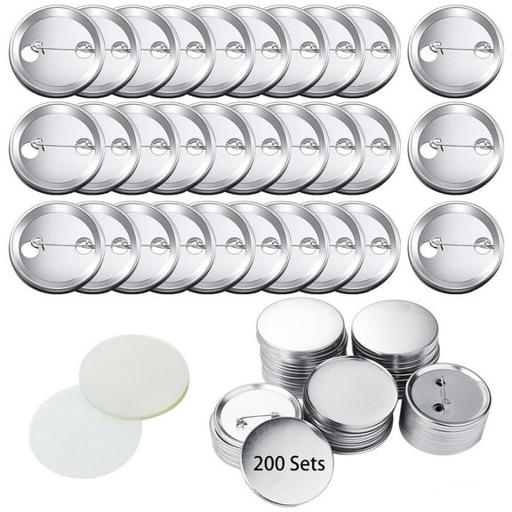 200Pcs 58mm/2.28''Tinplate Buttons Pin Badge, Compatible with Button Maker Machine, Round Blank Button with Pins, Button Making Supplies for DIY Custom