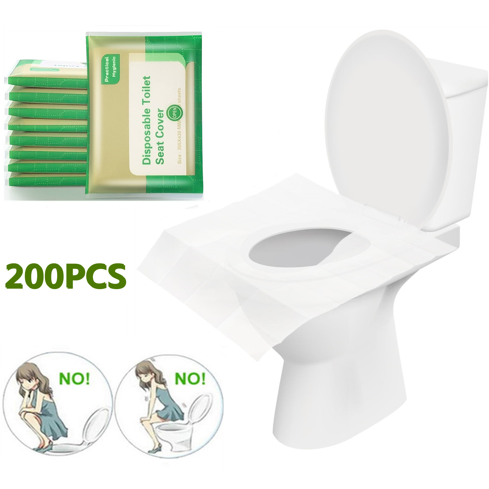 200Pcs Toilet Seat Covers Paper, Disposable Flushable Paper Toilet Seat