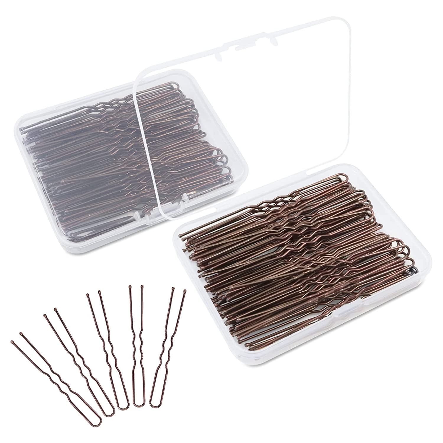 200Pcs U Shaped Hair Pins 2.8 Inch Long with 2 Storage Cases, Bun Bobby Pins Blonde, Ballet