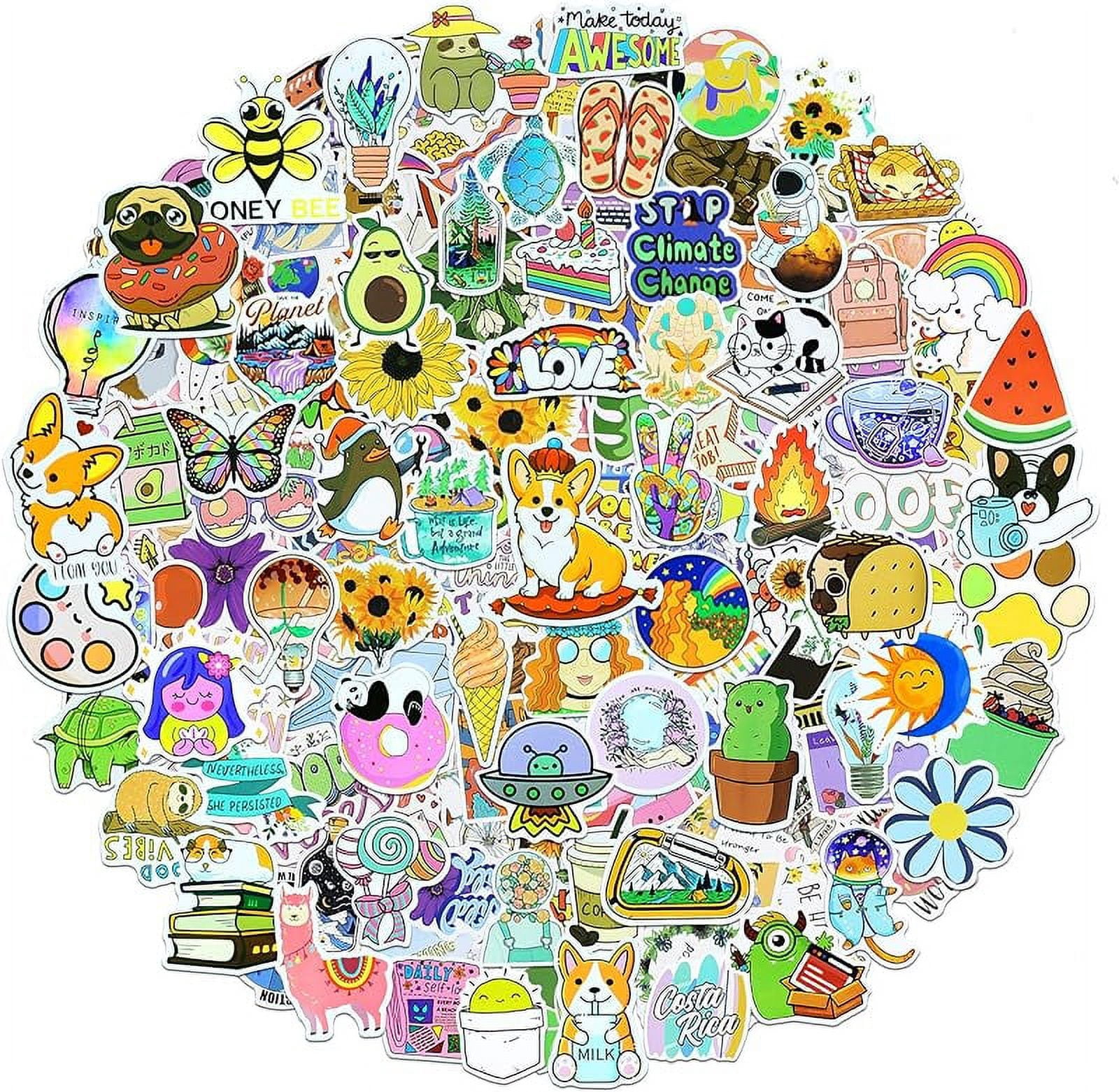 100 Pcs Cute Cat Stickers For Water Bottles - Vinyl, Waterproof, Large Aesthetic Decals For Laptop, Teens