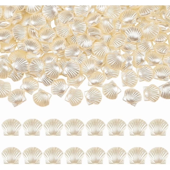 200Pcs White Clam Shell Beads Pearl Seashell Beads Summer Beach Plastic 3D Mini Small Smooth Loose Spacers Accessories for Jewelry Making Bracelets Necklaces DIY Crafts Decor Colorful DIY