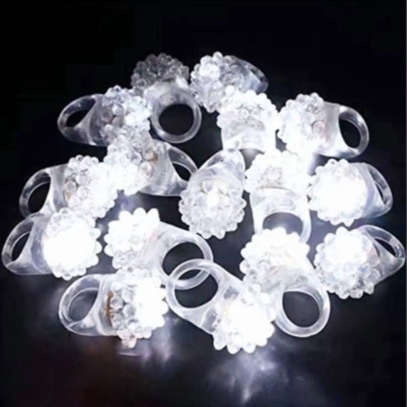 200Pcs White LED Rings Light up Rings Soft Rubber Flashing Bumpy Rings Rave Wedding Party Luminous Toy Glow In The Dark