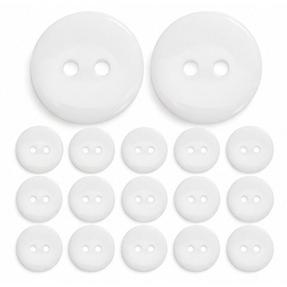 Alasum White Round Resin Buttons with 2 Holes, Lightweight Crafting Supplies, 200 Pieces