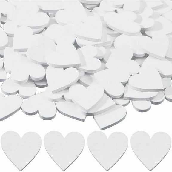 200Pcs White Wooden Hearts 4/5 Small Unfinished Wood Heart Cutouts Blank Slices Embellishments for Valentine's Day Wedding Mother's Day DIY Crafts Guest Book Home Decor