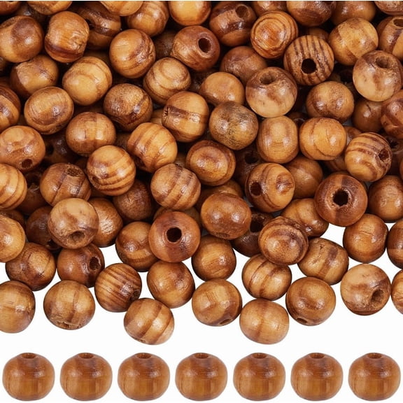200Pcs Wooden Beads 8mm Natural Round Wood Bead Small Burlywood Beads Wooden Loose Spacer Craft Beads for Bracelet Necklace Hair Jewellery Making Hanging Garland DIY Home Decorations Brown DIY
