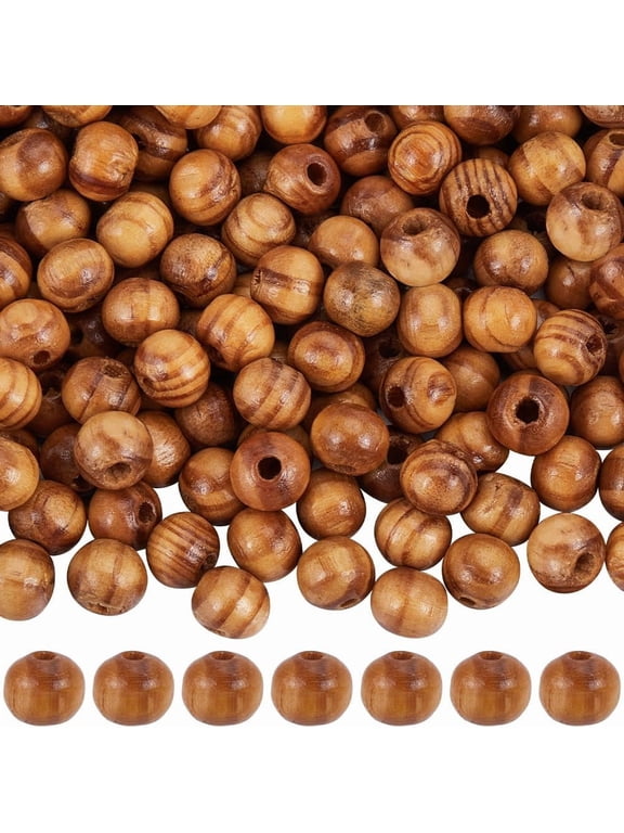 200Pcs Wooden Beads 8mm Natural Round Wood Bead Small Burlywood Beads Wooden Loose Spacer Craft Beads for Bracelet Necklace Hair Jewellery Making Hanging Garland DIY Home Decorations for DIY