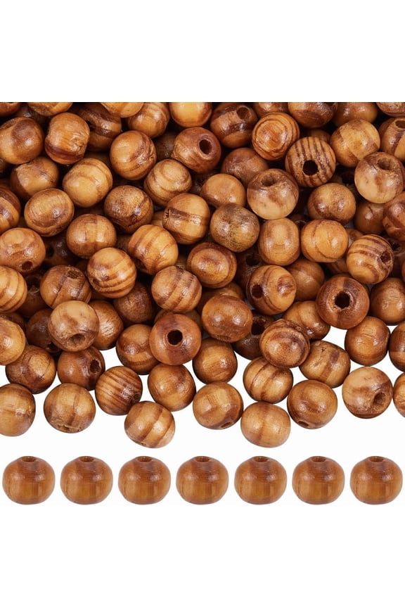 200Pcs Wooden Beads 8mm Natural Round Wood Bead Small Burlywood Beads Wooden Loose Spacer Craft Beads for Bracelet Necklace Hair Jewellery Making Hanging Garland DIY Home Decorations for DIY