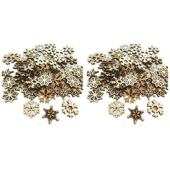 200Pcs Wooden Snowflakes Embellishments Cutouts Craft Ornaments Unfinished Wood Snowflake Hanging Ornaments