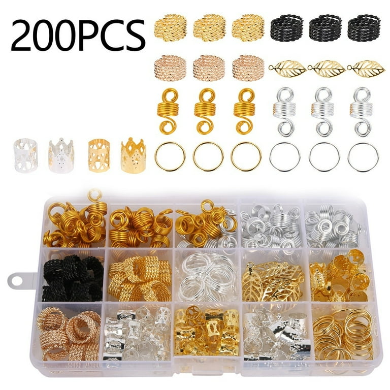 200Pcs/box Hair Braiding Bead Metal Sheets Ring Braid Dreadlocks