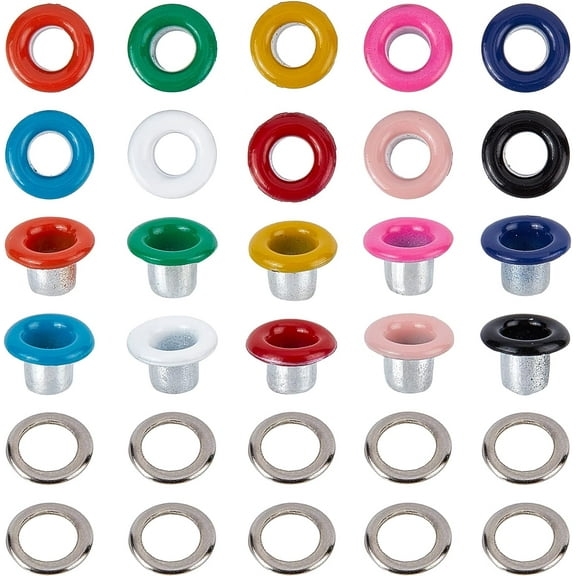 200Sets 10Colors Eyelets and Grommets 3MM Hole Self Backing Eyelet Mini Crop A Dile Eyelets with Washers