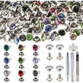thumbnail image 1 of 200Sets Rhinestone Rivets Brass Crystal Rivets Studs with Pieces Setting Tool Kit Colorful Rivets, 1 of 6