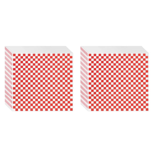 200Sheets Sandwich Wrapping Paper, 12 X 12 Inches Red and White Checkered Paper Liners for Plastic Food Basket