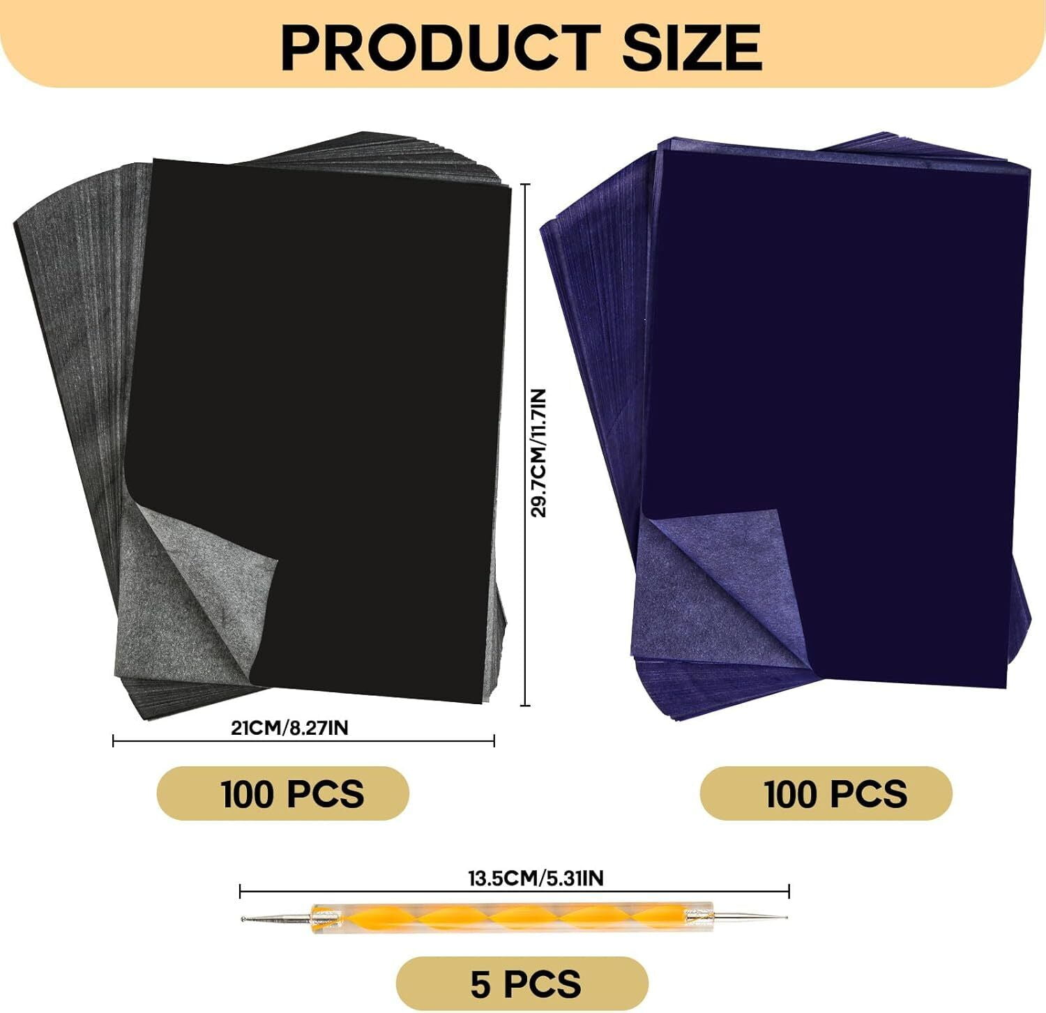 200Sheets of Carbon Paper Black/Blue A4 Transfer Paper 21 x 29.7cm