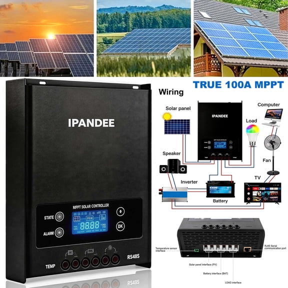 200VDC 60A Solar Charge Controller MPPT 12V/24V/36V/48V Auto,99.9% Efficiency,APP Monitoring,LCD Display Solar Panel Regulator Charge Controller for Lead Acid Gel AGM LiFePO4 Systems (w/ Bluetooth)