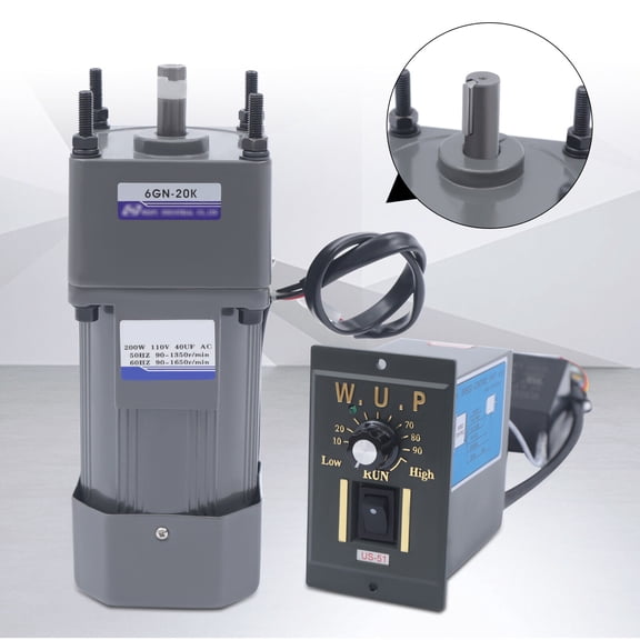 200W 110V AC Gear Motor Electric Variable with Speed Controller Single-Phase 20K
