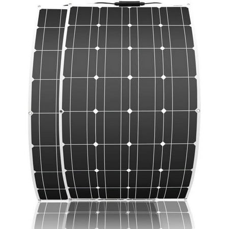 200W 12V (2 pcs 100W) Flexible Monocrystalline Solar Panel with Solar Cable Waterproof Photovoltaic Module for Non-Flat Surface
