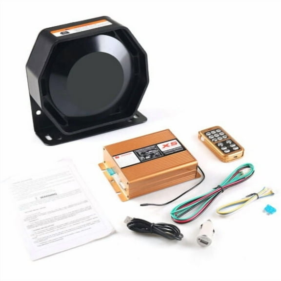 200W 12V 8 Sound Loud Car Warning Alarm Siren Horn Speaker w/MIC System