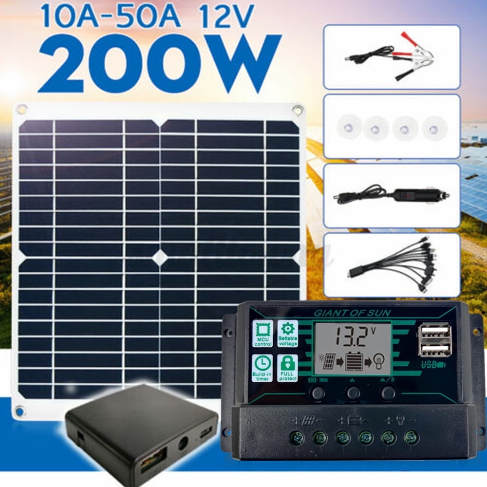 Solar Charger Panel Kit 200W 12V for Car, Marine, Boat, Home, Camping, Outdoor