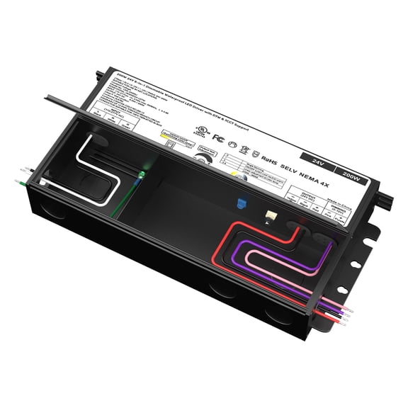 200W 24V 5-in-1 Dimmable LED Driver, 110-277V AC to DC Power Supply Transformer for LED Strip Lights, Dim to Warm & 7CCT Support, Compatible with TRIAC/ELV/0-10V/1-10V/PWM, Class P