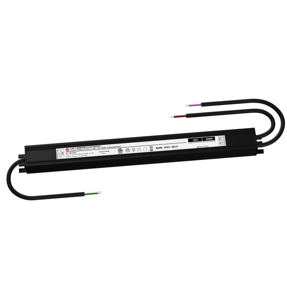 200W 24V 5-in-1 Ultra-Slim Outdoor LED Driver, 110-277V AC to 24V DC Power Supply Transformer for Landscape Sign Light, Compatible with TRIAC/ELV/0-10V/1-10V/PWM, Class P
