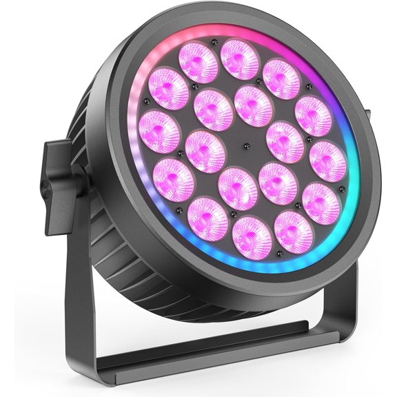 200W Aluminum Cast Fanless & Silent Stage Lights, 4 in 1 RGBW LED Par Lights with Dynamic Aperture, DMX512/Auto/Sound Activated Par Can Uplights for Events Wedding Bar Party Stage - 1Pack