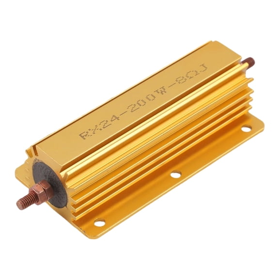200W Aluminum Resistor 8 Ohm Tube Amp Speaker Test Dummy Load, Aluminum Housing Resistor Housed Case Wirewound Resistors Screw Tap Power Resistor, for Doorbell, Audio, Elevator, 1 Pack,Gold