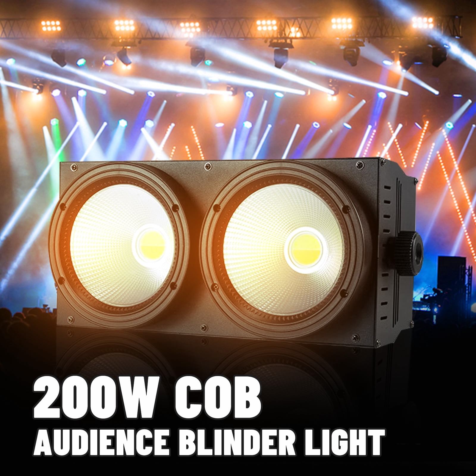 200W Blinder Stage Lights, 2-in-1 Warm & Cool White COB Spotlights, LED Par Lights with Auto/Sound/DMX/Master-Slave Audience Light for Events Wedding Theater Church