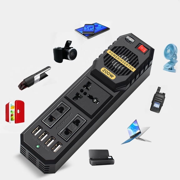 200W Car Inverter Dc 12V To Ac 220V Adapter Charger Socket Auto Power Converter Modified Sine Wave 205X55X55Mm Auto Accessories Fangkenuo