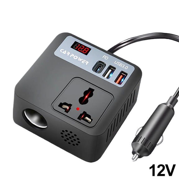 200W Car Power Inverter,12V/24V to 220V Universal Car Adapter with 4.2A Dual USB Ports & UK AC Socket,Car Charger Power Converter with Overload/Short Circuit/Low Voltage Protection