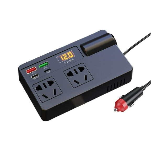 200W Car Power Inverter - 12V/24V to AC 220V, USB Ports, Digital Display, Overload Protection