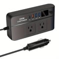thumbnail image 1 of 200W Car Power Inverter, DC 12V to 110V AC Car Inverter,3 USB 1 Type-C Ports Charger Adapter Car Plug Converter with Switch and Current LED Screen,Suitable for Car, SUV & Truck (Black), 1 of 7