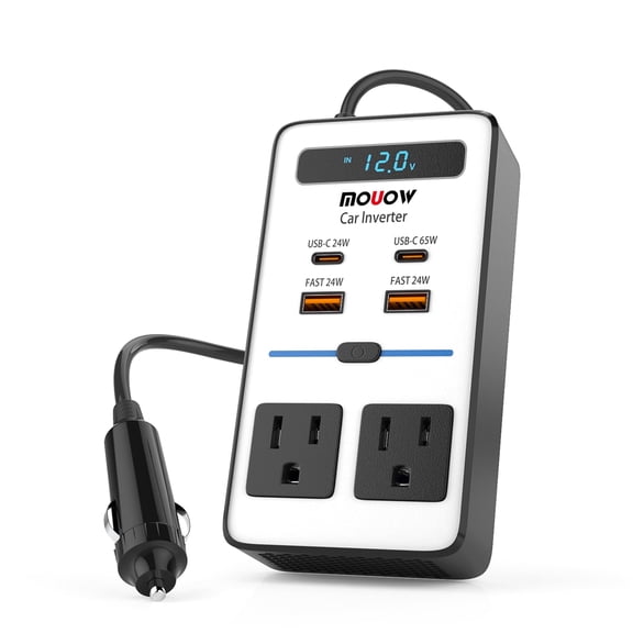 200W Car Power Inverter,DC 12V to 110V AC Inverter,Car Outlet Adapter with PD 65W(PD3.0)/QC 24W(QC3.0) Fast Charge Ports for Vehicles Laptop Working,Playing,Camping,Travel Most Devices