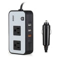 thumbnail image 1 of 200W Car Power Inverter, DC 12V to 110V AC Car Plug Adapter Socket with USB Fast Charger 2.4A USB/Laptop Car Charger, 1 of 6