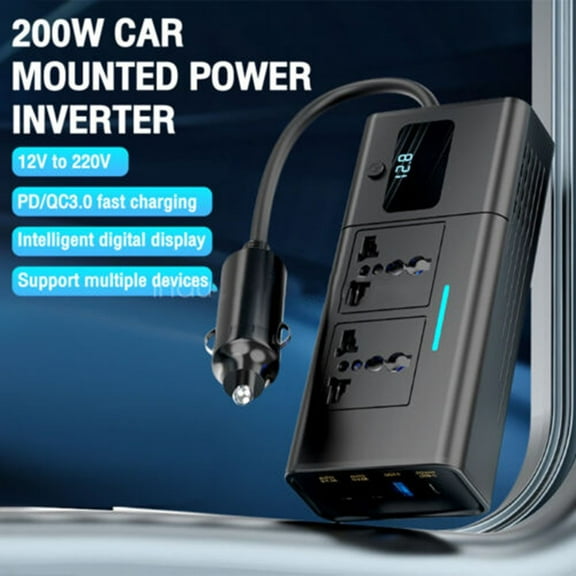 200W Car Power Inverter Dc12V To 110V Ac Converter Led Display For Suv Truck