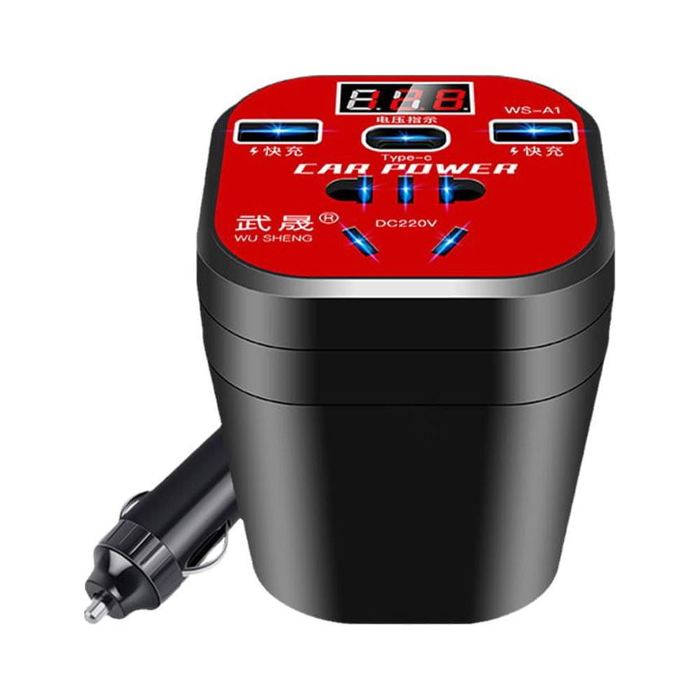 200W Car Power Inverter with 2 USB TypeC Ports 12V24V220V Adapter Prof ...