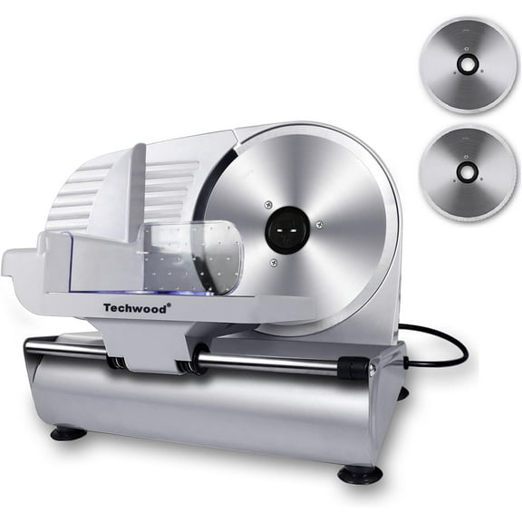 200W Electric Deli Food Slicer with 9 Removable Stainless Steel Blade & Adjustable Thickness Dial, for Home Use, Ideal for Meat Jerky, Hard Cheese, Vegetables & Bread