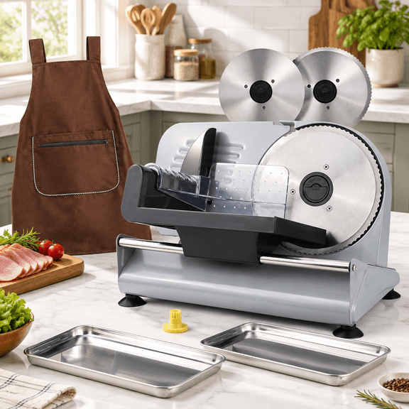 200W Electric Food Slicer with 7.5" Stainless Steel for Meat Cheese Bread Vegetables