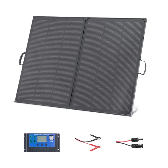 200W Foldable Solar Panel with Frame 23% High Efficiency Portable Monocrystalline Solar Charger 30A PWM Controller MC4 Output IP67 Waterproof for Camping Hiking RV Trips