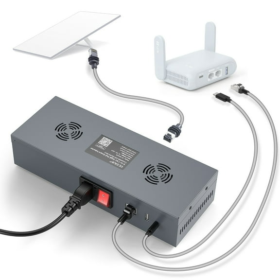 200W Gigabit PoE Injector for Starlink Gen 3 5-in-1 Power Supply with 54V PoE Output, USB-A & USB-C Ports, Surge Protection, Wall Mount for RV, Boat, Home Use