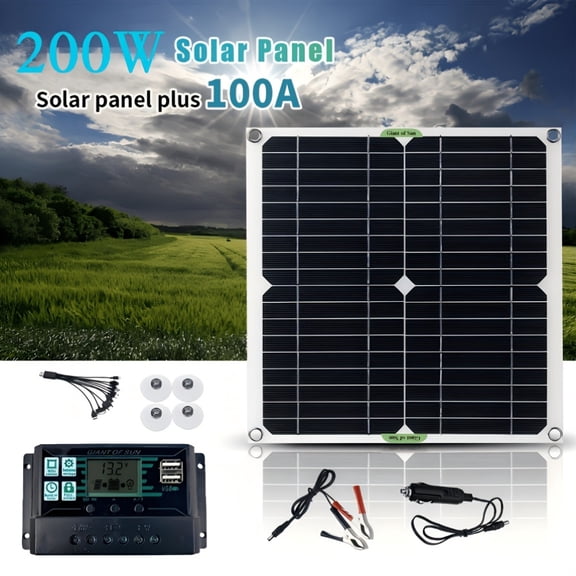 200W High Efficiency Monocrystalline Solar Panel Kit, Reliable Off-Grid Power Supply for RV, Camping, CPAP, Hurricane Emergency, Outdoor & Home Use, Practical Holiday Gift
