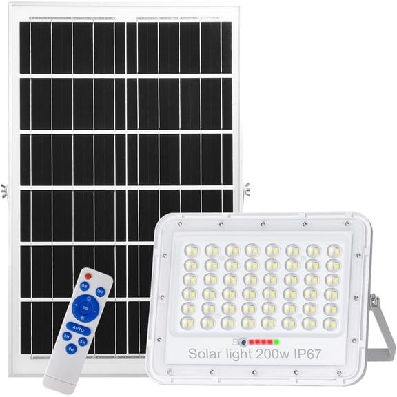 200W LED Solar Flood Lights,18000Lumens Street Light Outdoor IP67 Waterproof with Remote Control Security Lighting for Yard, Garden, Gutter, Swimming Pool, Pathway, Basketball Court, Arena