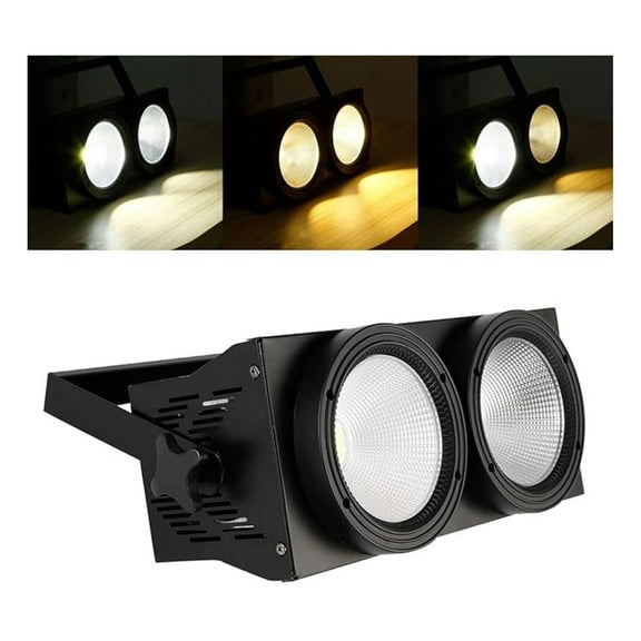 200W LED Stage Lights, 2-Head COB PAR64 DMX DJ Lighting, Warm/Cool White, Sound Activated, 8CH Control, for Party, Concert, Club