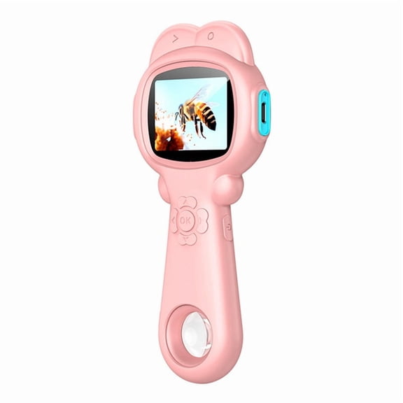 200W Mini Kids Optical Microscope with Photo and Video Function 500X Observe the Microscopic World Science Children Tool,1 * Children's Camera Microscope 1 * Charging Cable,Pink