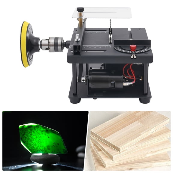 200W Multi-Functional Cutting Bench, 4.3" Mini Electric Table Saw with 5 Sandpapers, Speed Angle Adjustable, for Wood/Pcb/Acrylic.